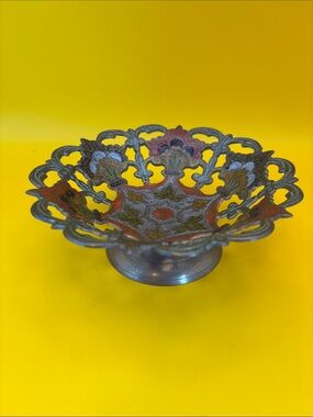 Decorative Penco Brass Bowl Floral Pierced Metal Bowl - Made in India